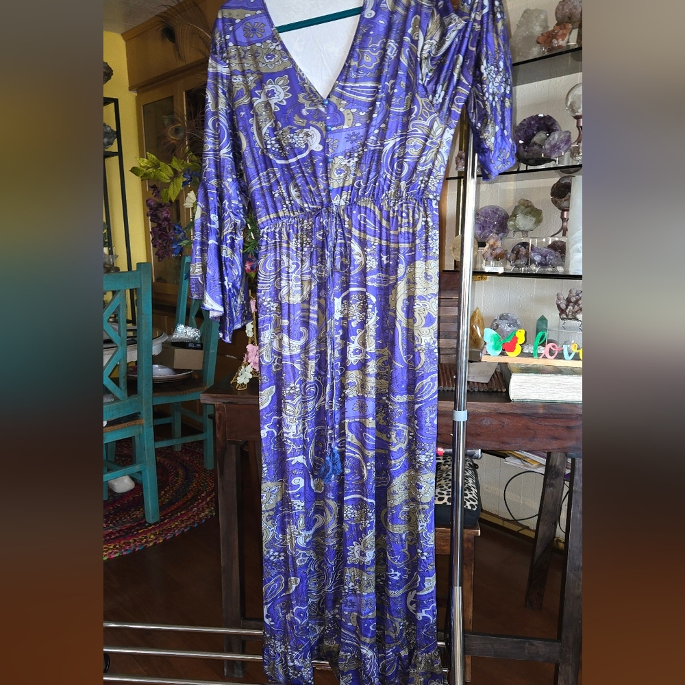 Elegant Purple Paisley Women's Dress